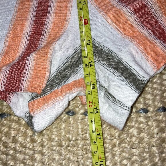 Indigo Rein, Linen Blend Striped Paper Bag Belted Shorts High Waist XL Beachy - Picture 5 of 8